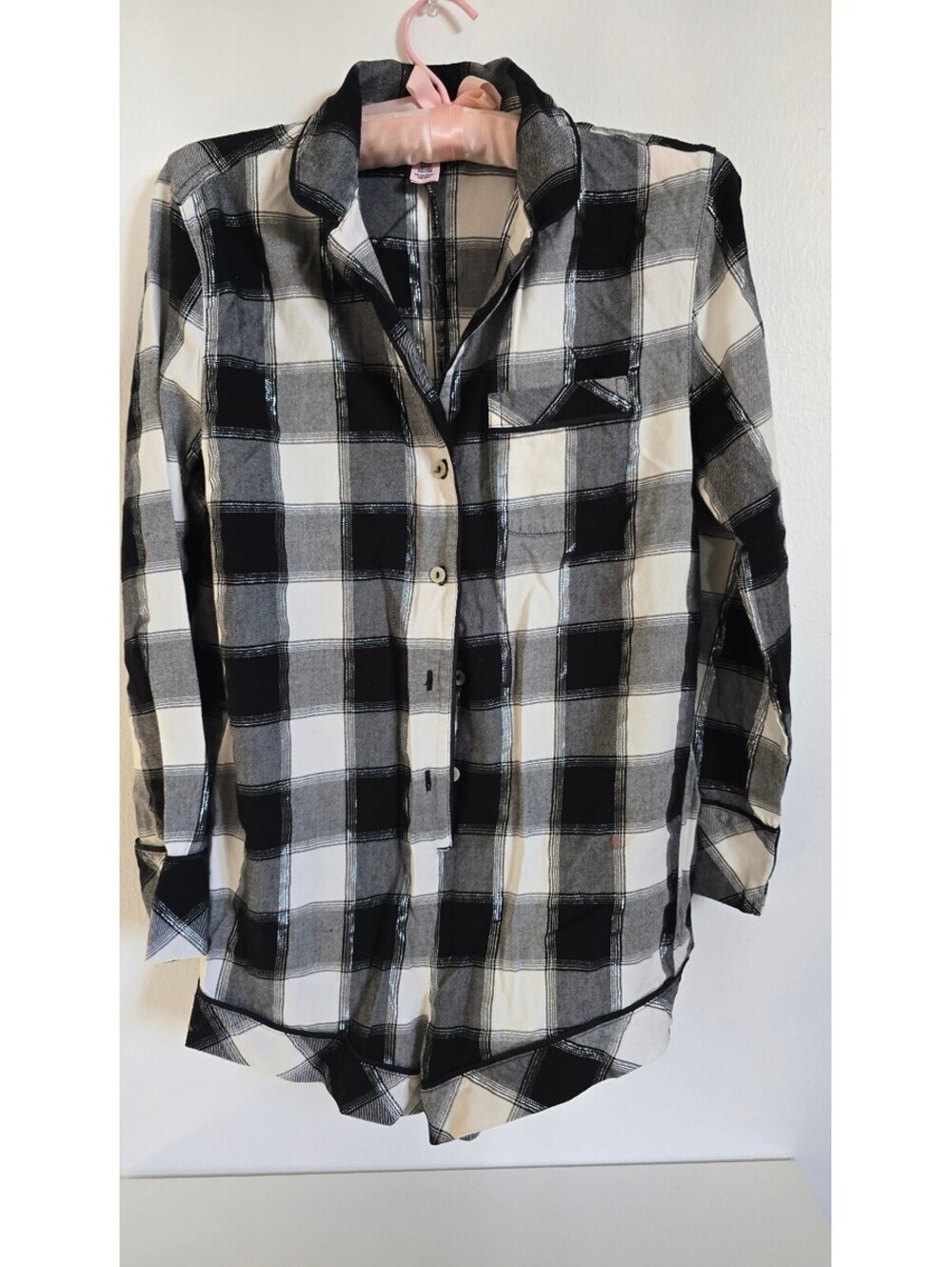 Victoria's Secret Plaid Romper Black White Gray XS